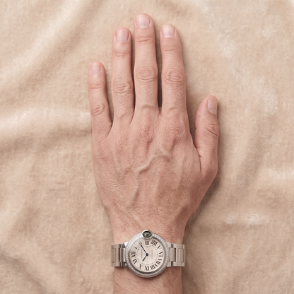 Cartier Ballon Bleu 36mm Silver Factory Diamond Bezel