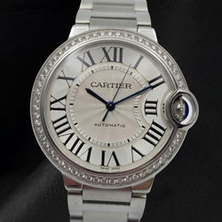 Cartier Ballon Bleu 36mm Silver Factory Diamond Bezel