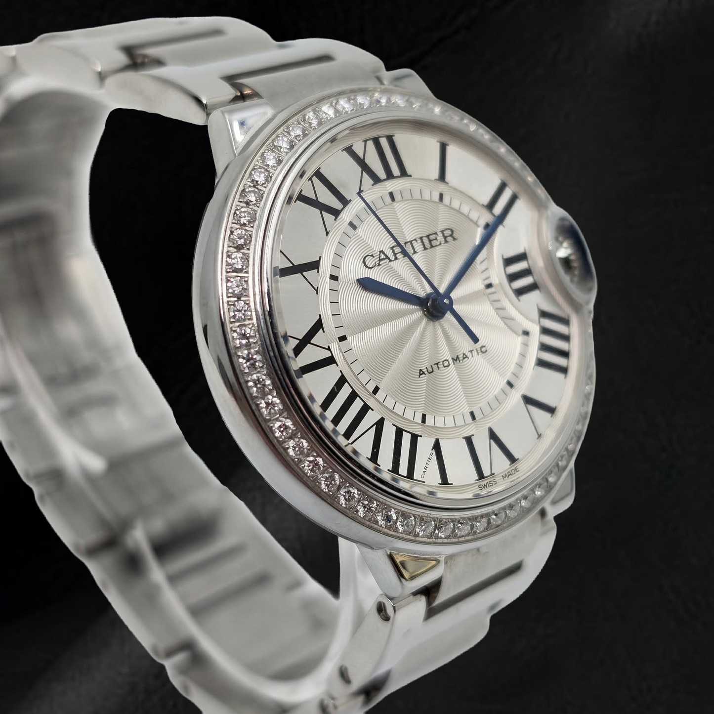 Cartier Ballon Bleu 36mm Silver Factory Diamond Bezel