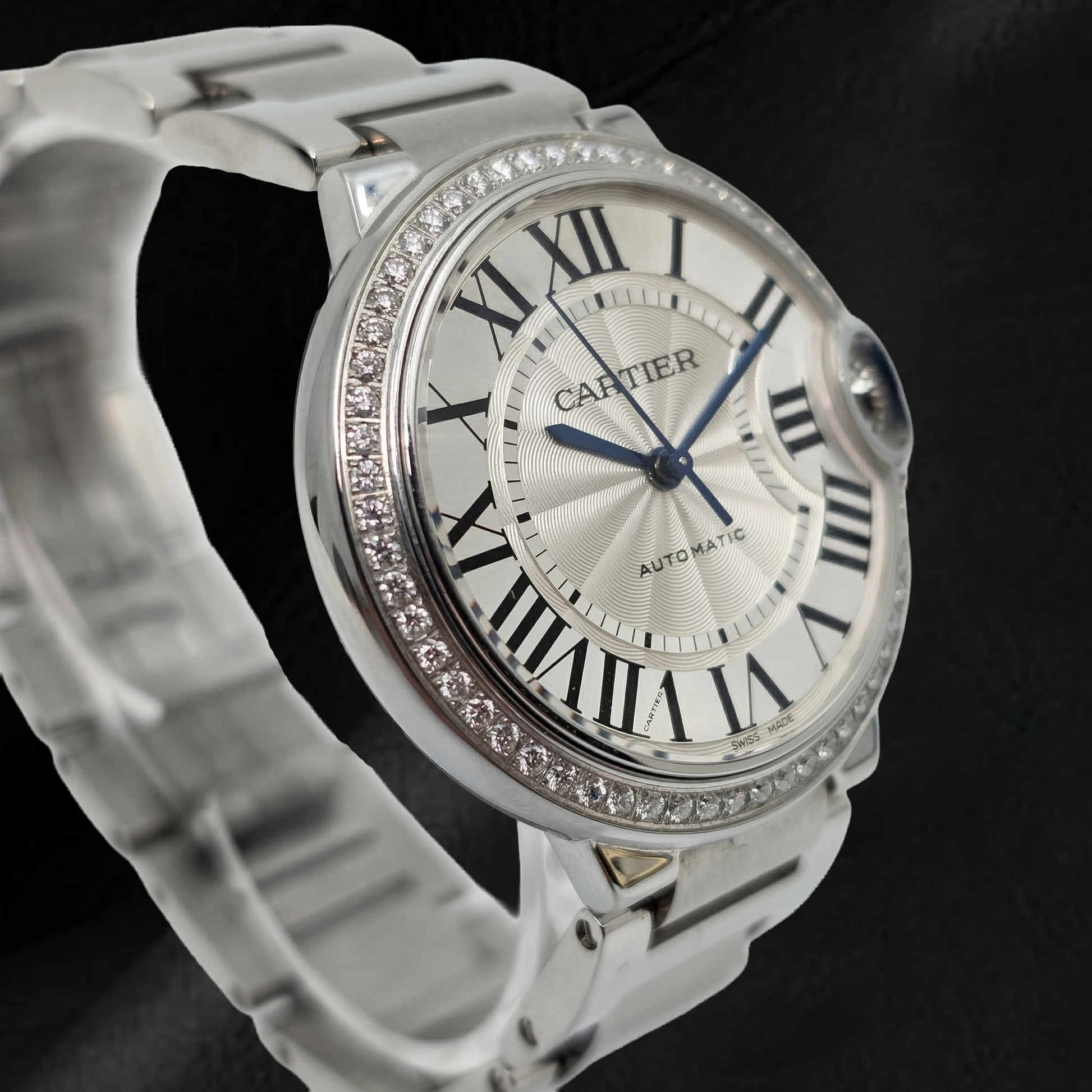Cartier Ballon Bleu 36mm Silver Factory Diamond Bezel