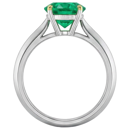 Natural Real ( Not Lab Grown ) Casual Gemstone Ring Green Emerald GIA Round Cut