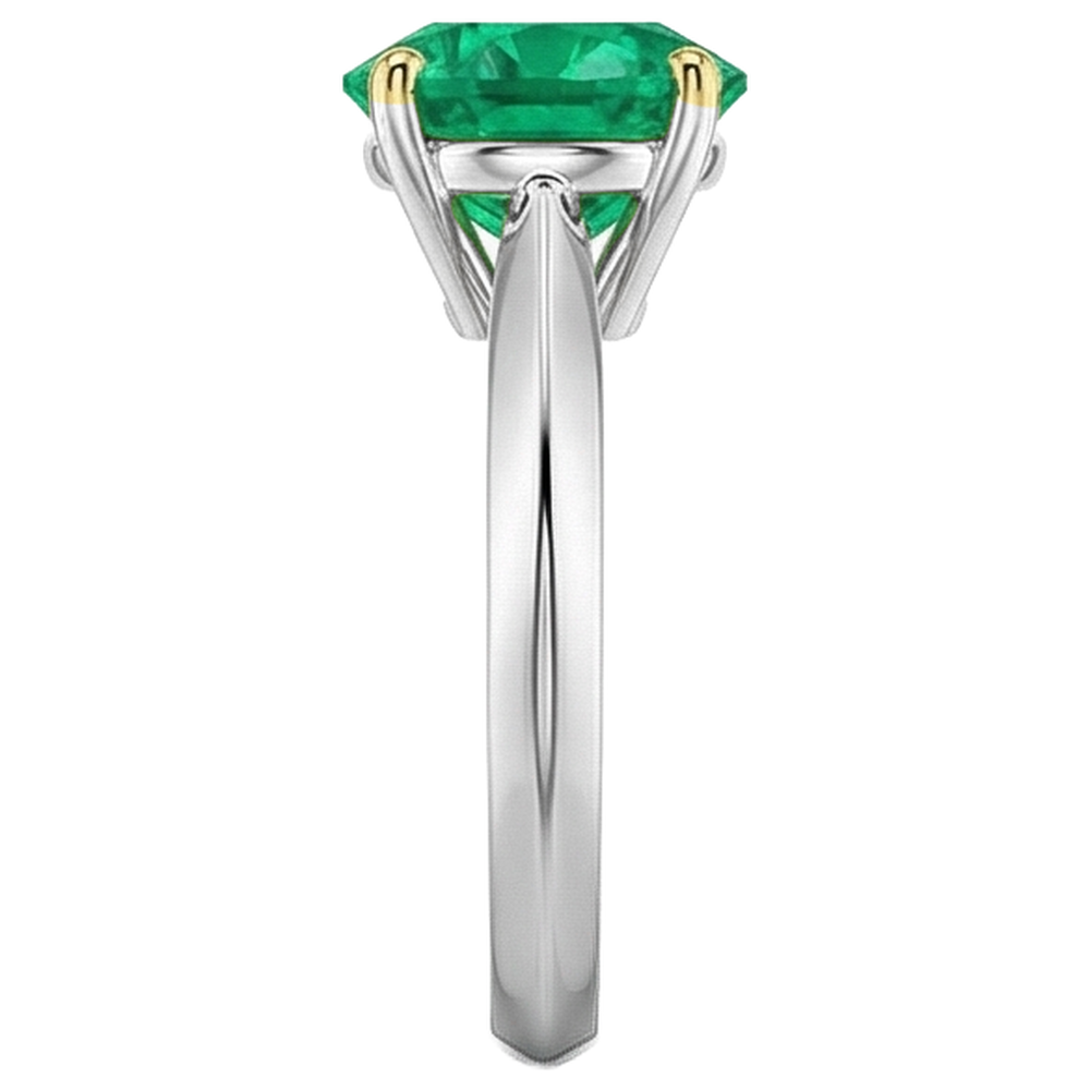Natural Real ( Not Lab Grown ) Casual Gemstone Ring Green Emerald GIA Round Cut
