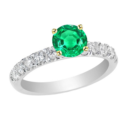 Casual Gemstone Ring Womens Green Emerald Diamond Jewelry