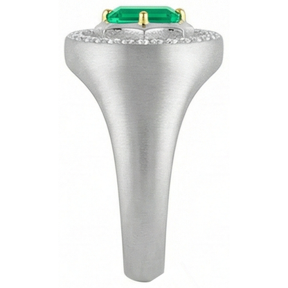 Natural Real ( Not Lab Grown ) Casual Gents Jewelry Green Emerald GIA Mens Ring Halo