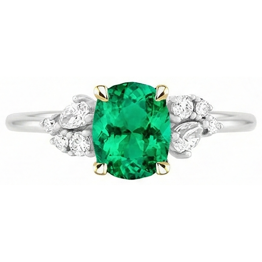Natural Real ( Not Lab Grown ) Casual Green Emerald GIA Ring Dainty Women Jewelry