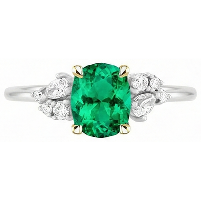Natural Real ( Not Lab Grown ) Casual Green Emerald GIA Ring Dainty Women Jewelry