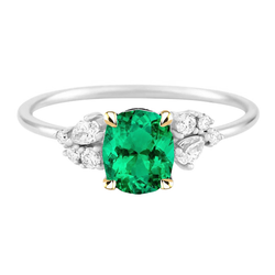 Natural Real ( Not Lab Grown ) Casual Green Emerald GIA Ring Dainty Women Jewelry