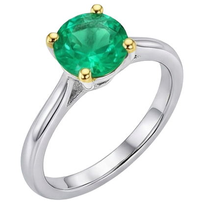 Natural Real ( Not Lab Grown ) Casual Green Emerald GIA Solitaire Ring Cathedral Set