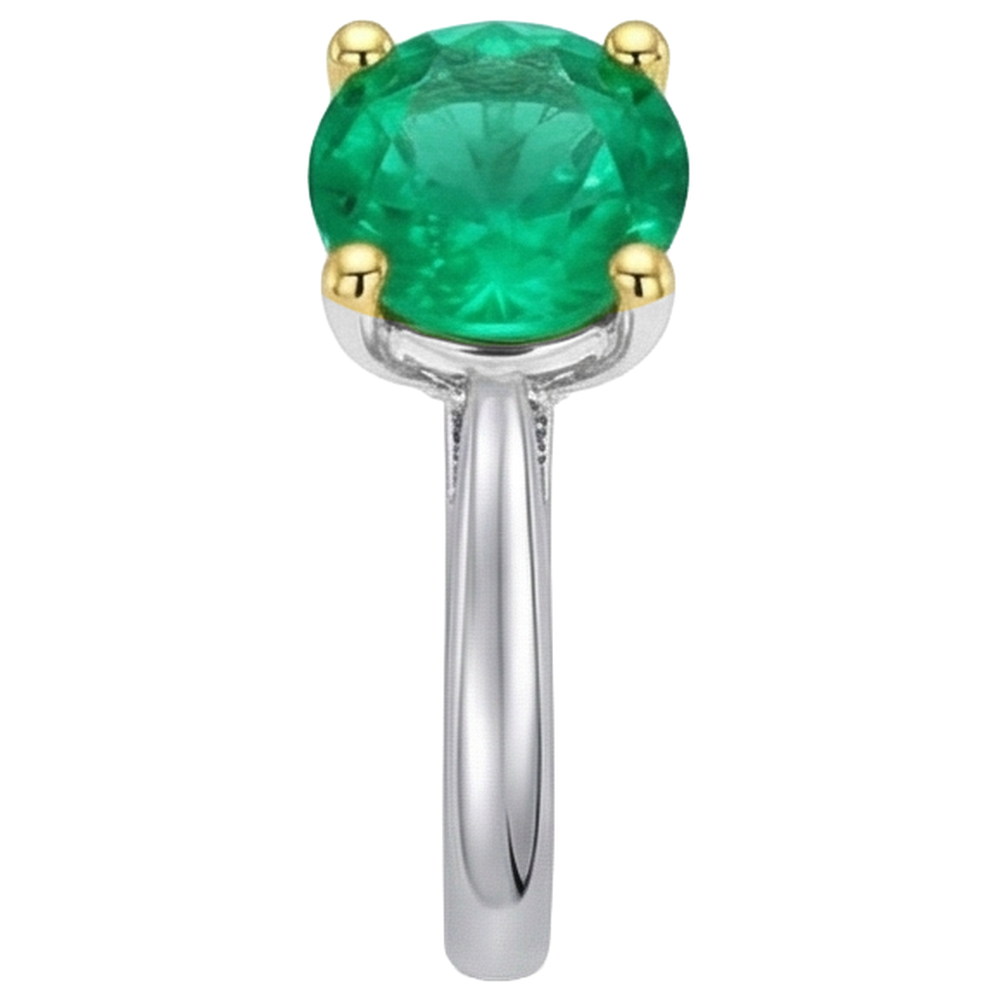 Natural Real ( Not Lab Grown ) Casual Green Emerald GIA Solitaire Ring Cathedral Set