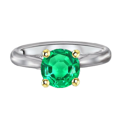 Natural Real ( Not Lab Grown ) Casual Green Emerald GIA Solitaire Ring Cathedral Set