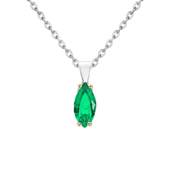 Casual Marquise Green Emerald Pendant Solitaire
