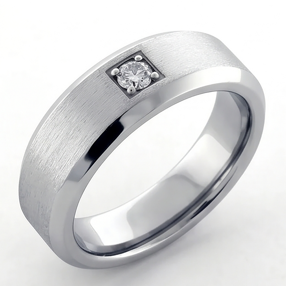 Casual Mens Lab Grown Diamond Ring Round Cut Pinky band