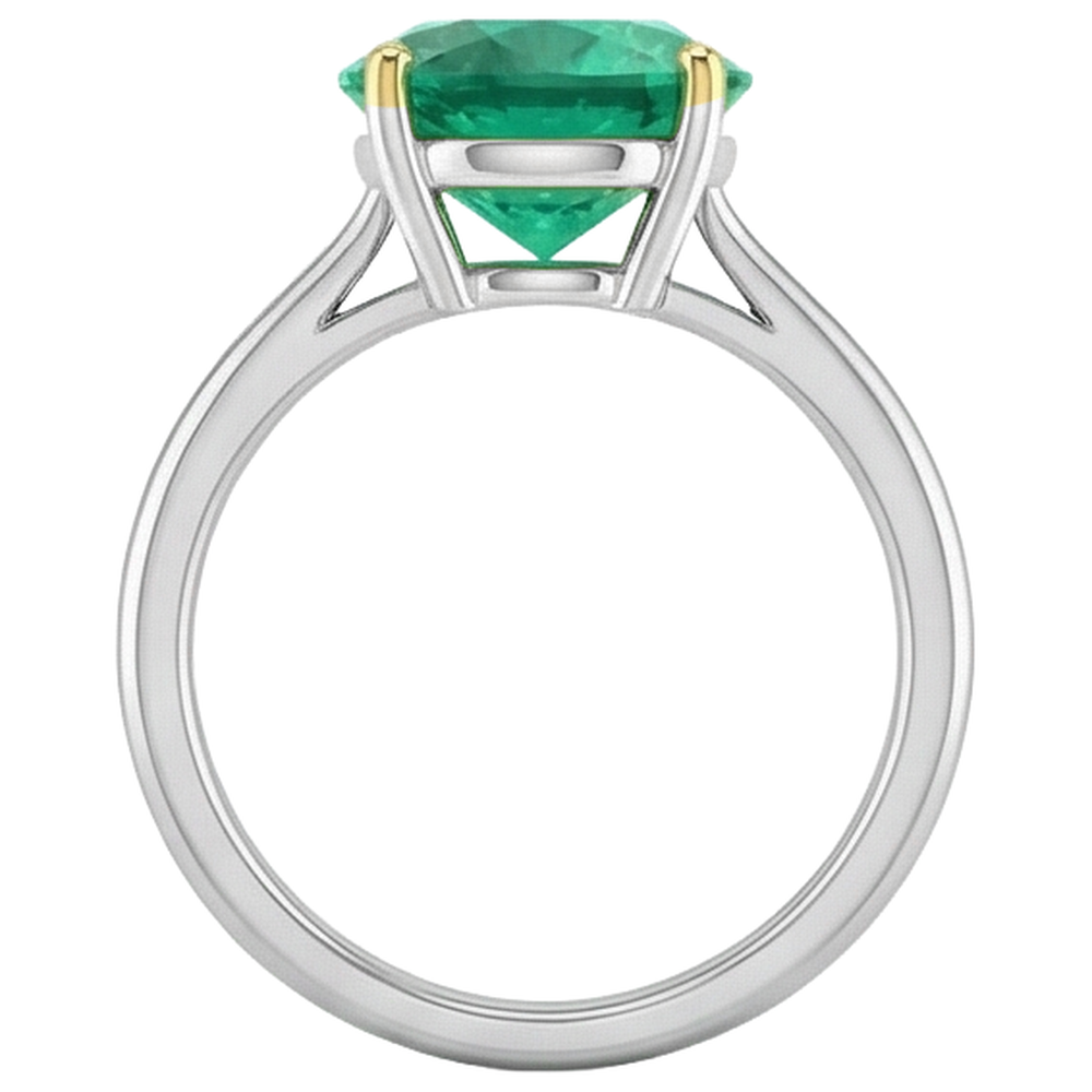 Natural Real ( Not Lab Grown ) Casual Round Gemstone Ring Solitaire Green Emerald GIA
