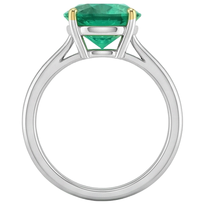 Natural Real ( Not Lab Grown ) Casual Round Gemstone Ring Solitaire Green Emerald GIA