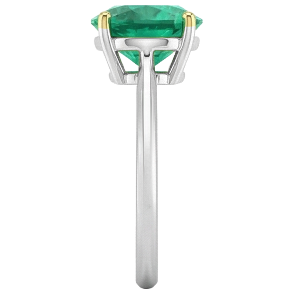 Natural Real ( Not Lab Grown ) Casual Round Gemstone Ring Solitaire Green Emerald GIA