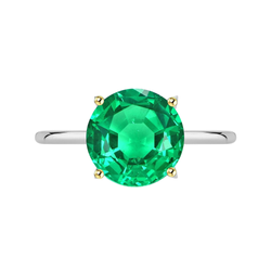 Casual Round Gemstone Ring Solitaire Green Emerald