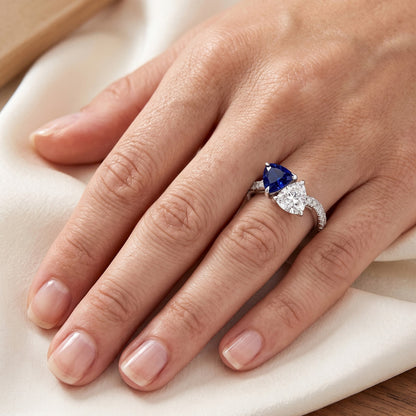 Casual Sapphire And Natural Earth Mined Diamond Toi Et Moi Ring