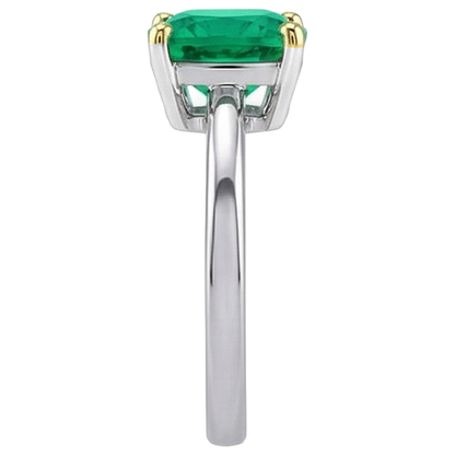 Natural Real ( Not Lab Grown ) Casual Solitaire Ring Green Emerald GIA Cushion Jewelry