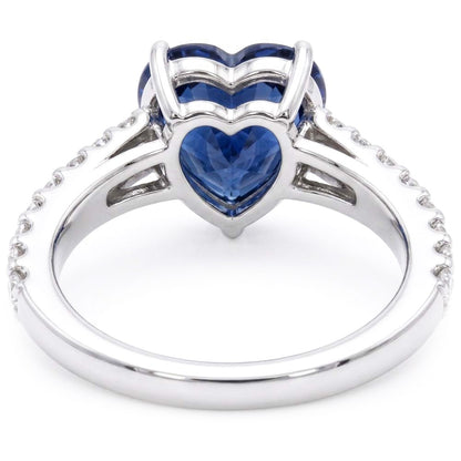 Cathedral Setting Blue Sapphire Natural Earth Mined Diamond Ring Round Accents