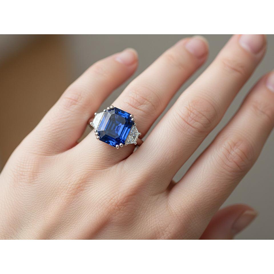 Celebrity Natural Earth Mined Diamond Sapphire Engagement Ring