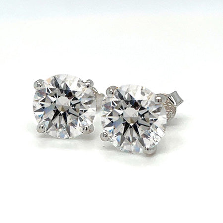 Certified Lab Grown Diamonds Women Studs Earrings 3.00 Carats White Gold 14K