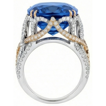 Ceylon Color Blue Sapphire And IGI CERTIFIED Diamonds 8.51 Ct Ring Two Tone