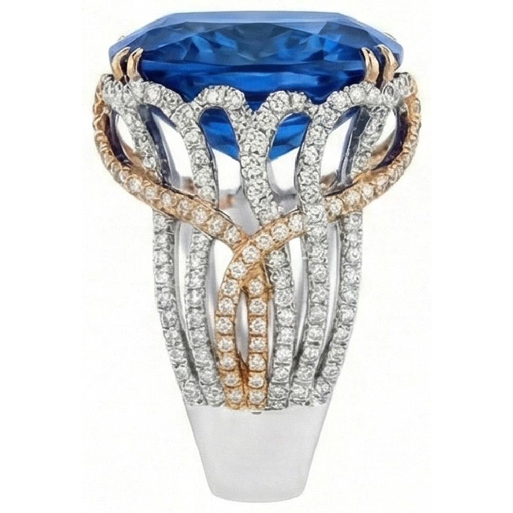 Ceylon Color Blue Sapphire And IGI CERTIFIED Diamonds 8.51 Ct Ring Two Tone