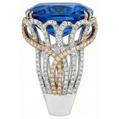 Ceylon Color Blue Sapphire And IGI CERTIFIED Diamonds 8.51 Ct Ring Two Tone
