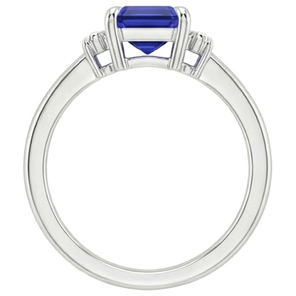 Ceylon Blue Sapphire Natural Earth Mined Diamond 3 Stone Ring 2.50 Carats Prong Set