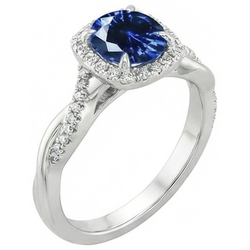 Natural Sapphire Ring 3ct - White Gold 14K