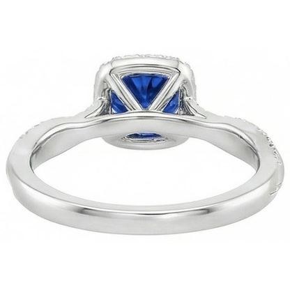 natural round sapphire 3ct ring profile view