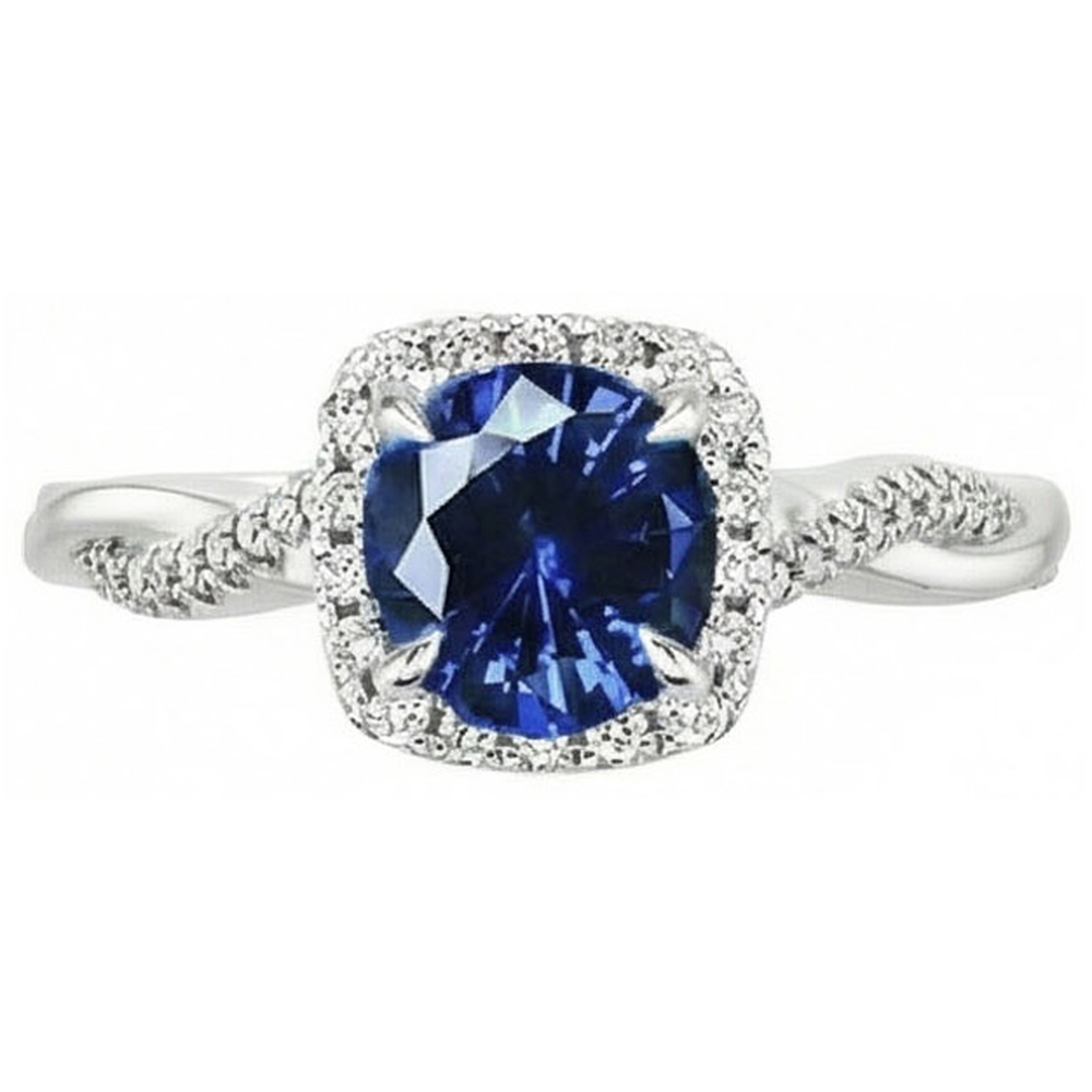 natural round sapphire 3ct ring side angle