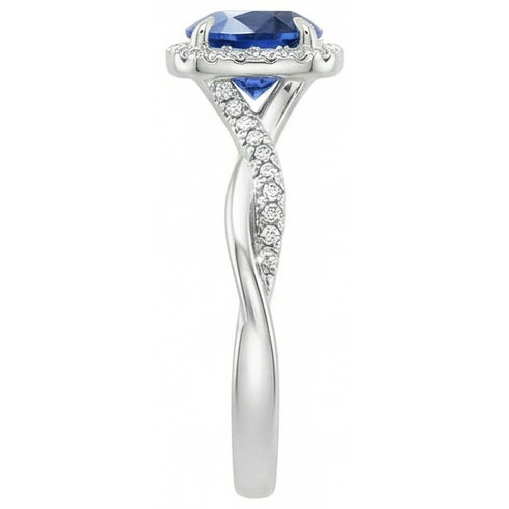 natural round sapphire 3ct ring top view
