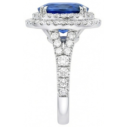 natural round sapphire 4.40ct ring profile view