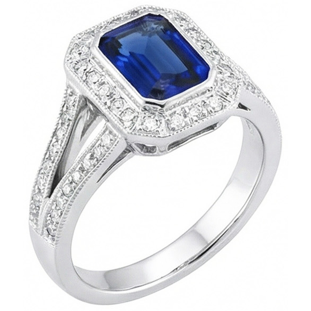 Ceylon Blue Sapphire Natural Earth Mined Diamonds 5.36 Carat Ring Gem-Stone New