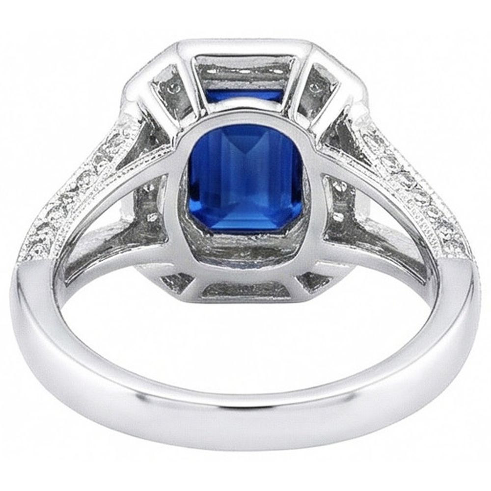 Ceylon Blue Sapphire Natural Earth Mined Diamonds 5.36 Carat Ring Gem-Stone New