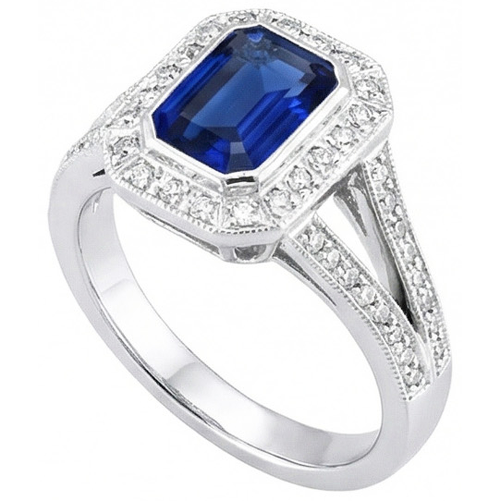Ceylon Blue Sapphire Natural Earth Mined Diamonds 5.36 Carat Ring Gem-Stone New