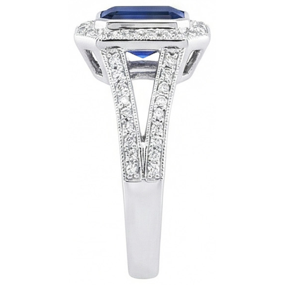 Ceylon Blue Sapphire Natural Earth Mined Diamonds 5.36 Carat Ring Gem-Stone New