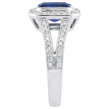 Ceylon Blue Sapphire Natural Earth Mined Diamonds 5.36 Carat Ring Gem-Stone New