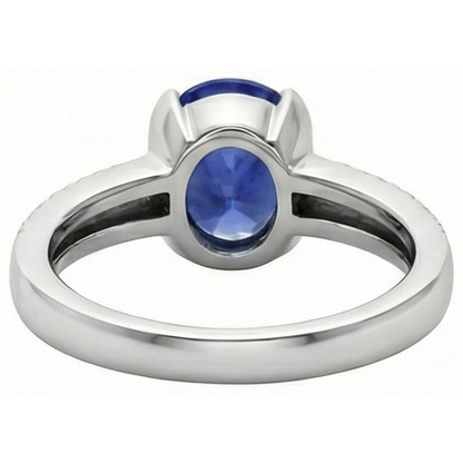 Ceylon Blue Sapphire Oval Round Natural Earth Mined Diamond 3.75 Carat Anniversary Ring