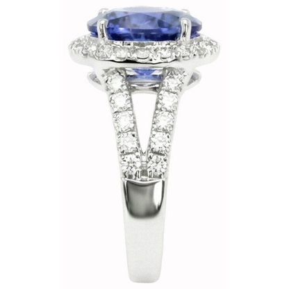 Ceylon Blue Sapphire Round Cut Natural Earth Mined Diamond Ring Gold Jewelry