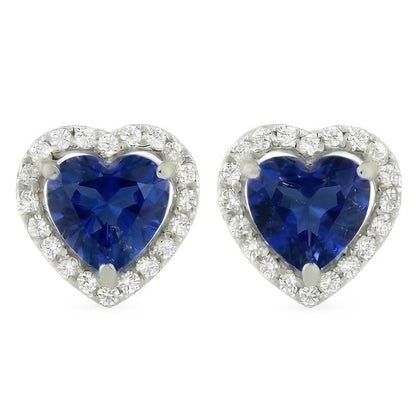 Ceylon Color Sapphire And IGI CERTIFIED Diamonds 6.80 Carat Studs Halo Earrings
