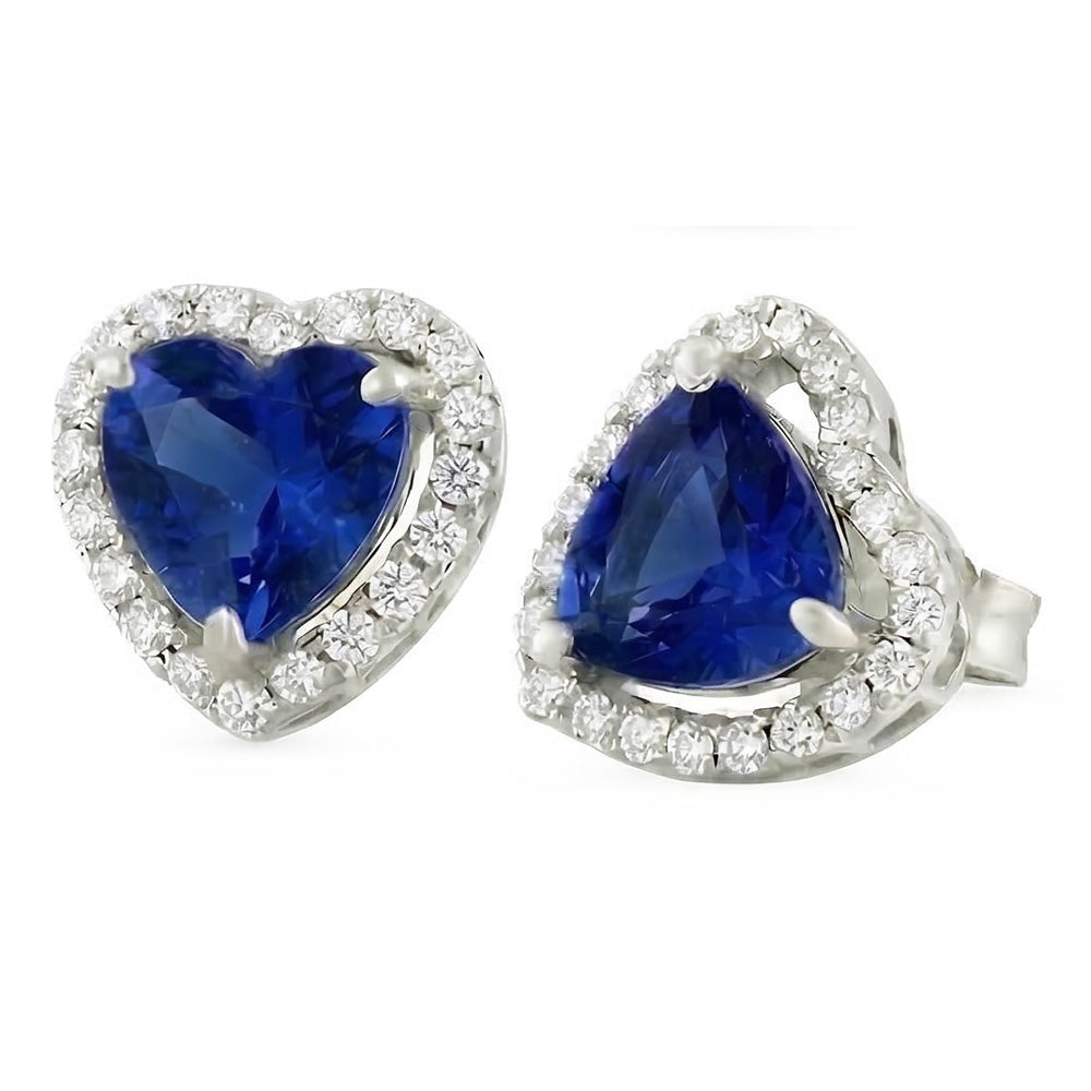 Ceylon Color Sapphire And IGI CERTIFIED Diamonds 6.80 Carat Studs Halo Earrings
