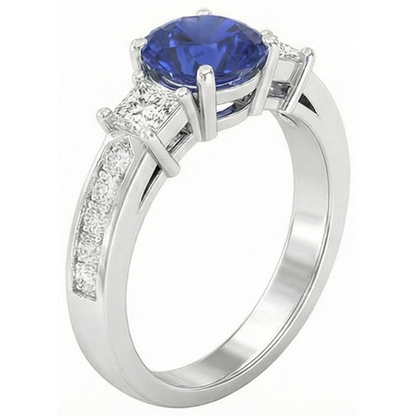 Ceylon Royal Blue Sapphire Natural Earth Mined Diamond Ring
