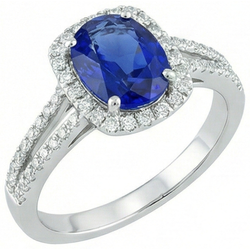 Natural Real ( Not Lab Grown )  Ceylon Sapphire 3.25 Carats Anniversary Ring White Gold 14K