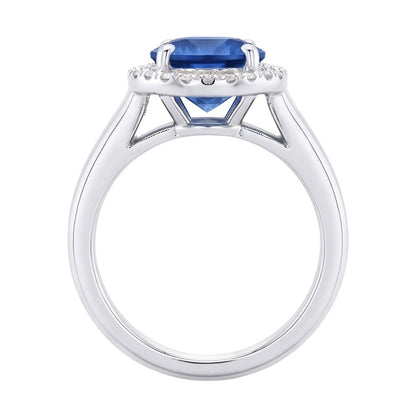 Ceylon Sapphire And Natural Earth Mined Diamonds Engagement Ring 3.75Ct White Gold 14K
