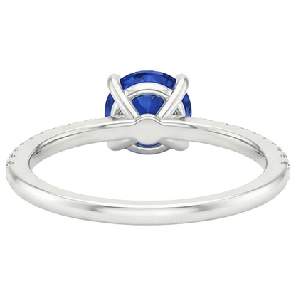 Natural Real ( Not Lab Grown )  Ceylon Sapphire Engagement Ring With Accents 2.50 Carats Gold 14K