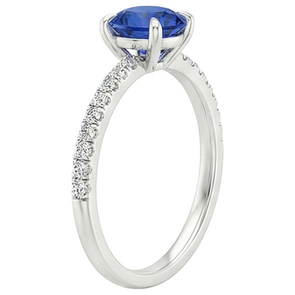 Natural Real ( Not Lab Grown )  Ceylon Sapphire Engagement Ring With Accents 2.50 Carats Gold 14K