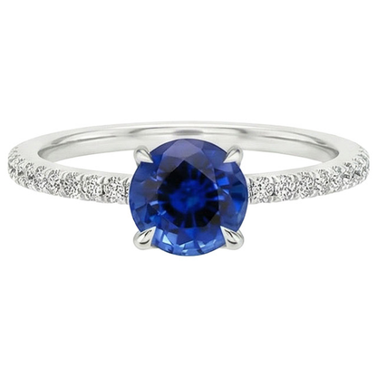Natural Real ( Not Lab Grown )  Ceylon Sapphire Engagement Ring With Accents 2.50 Carats Gold 14K