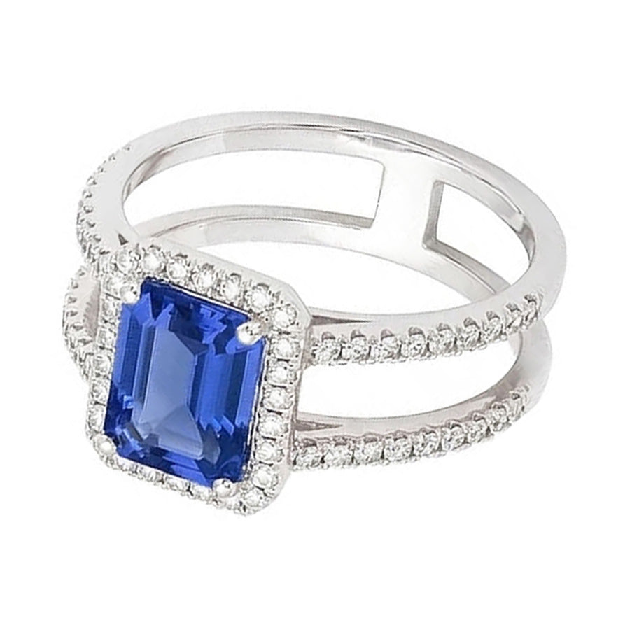 Ceylon Sapphire Halo Engagement Ring 3 carats Natural Earth Mined Diamond Jewelry